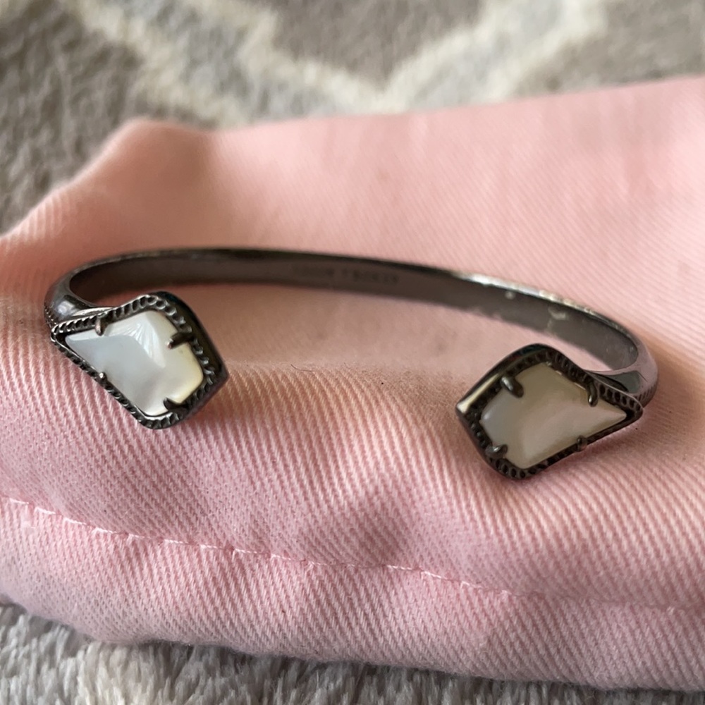 Kendra Scott Liana cuff bracelet in gunmetal and ivory mother of Pearl ~ used